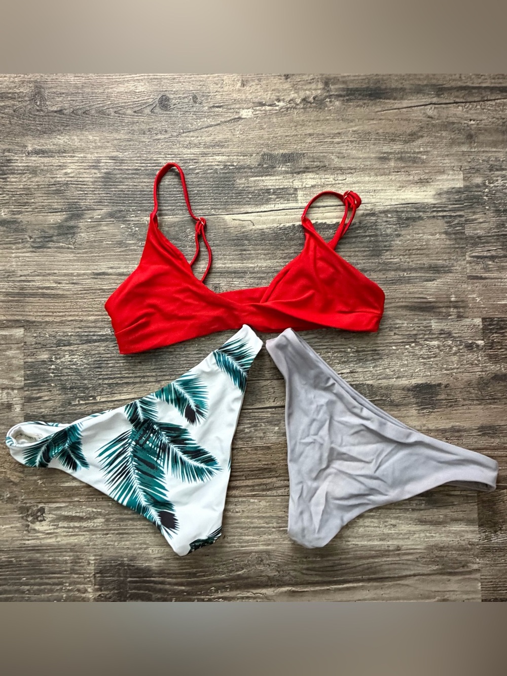 Lot of 3 Zaful red bikini top w/ 2 bikini thong bottoms women’s small 4